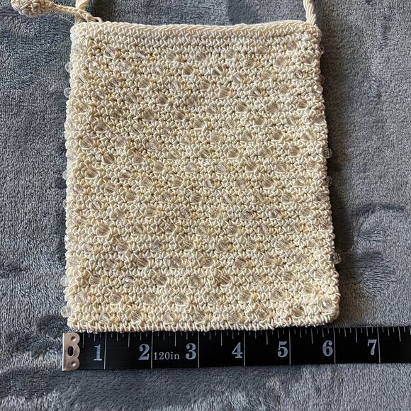 Women's Crochet Beaded Mini Bag Lightweight Coastal Boho Cottagecore - Picture 7 of 9